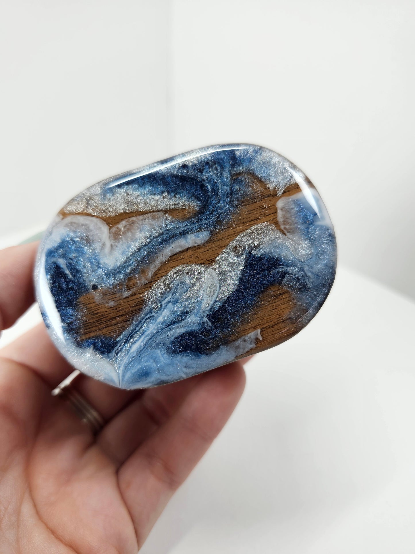 Ring box | Navy + Silver Swirls