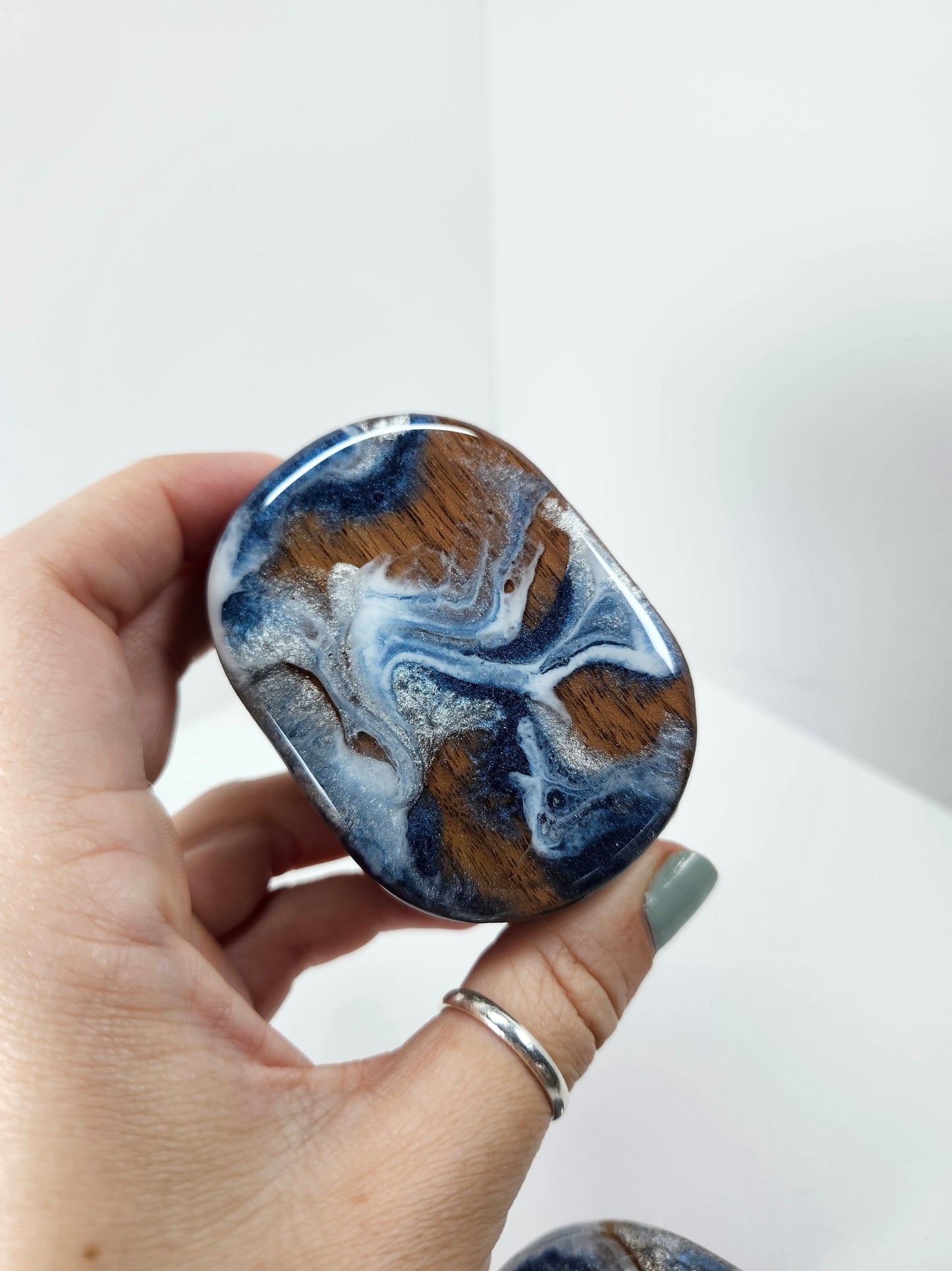 Ring box | Navy + Silver Swirls