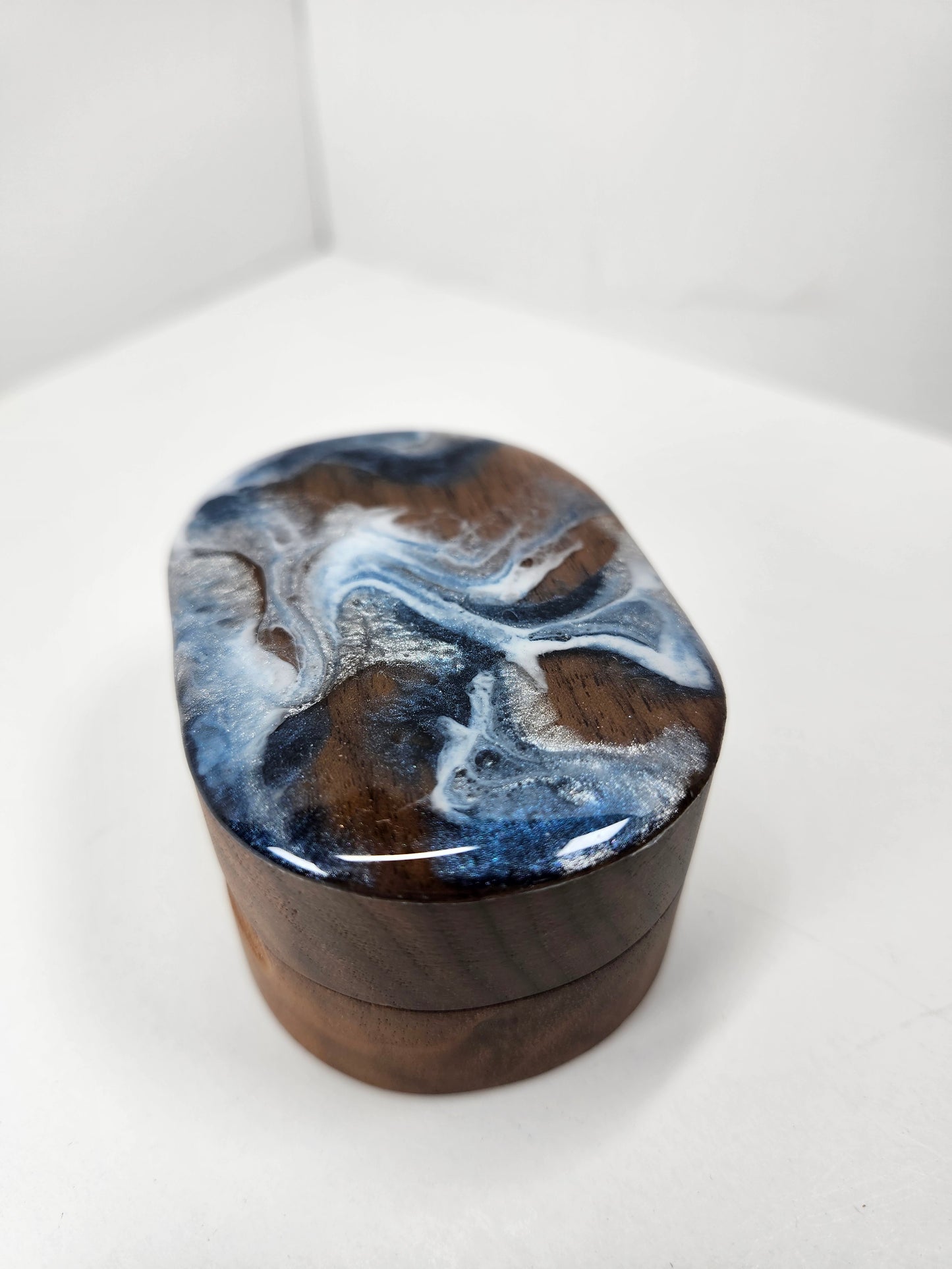 Ring box | Navy + Silver Swirls