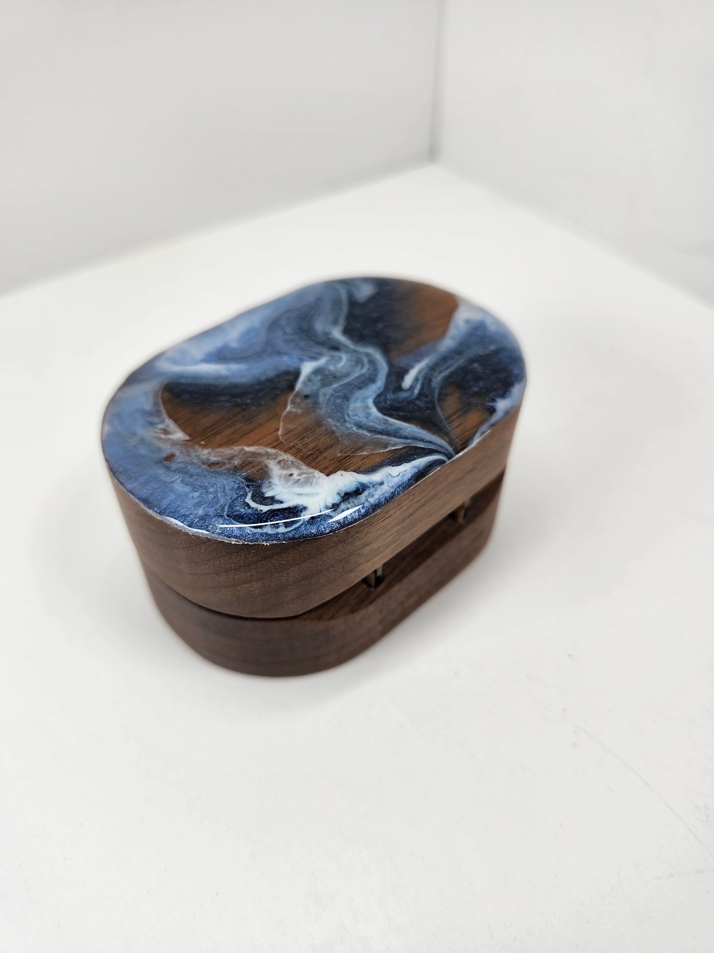 Ring box | Navy + Silver Swirls