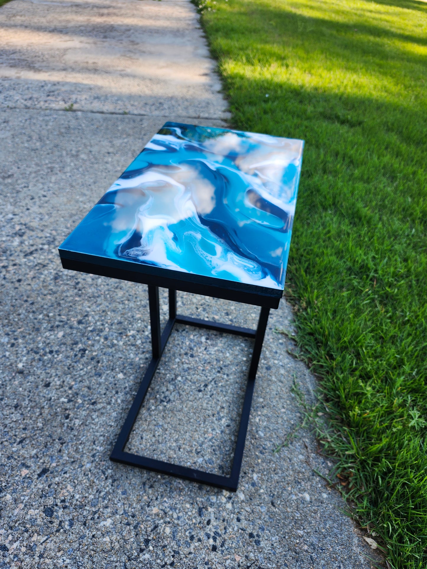 Teal, Aqua + White Swirl "C" Table(s)