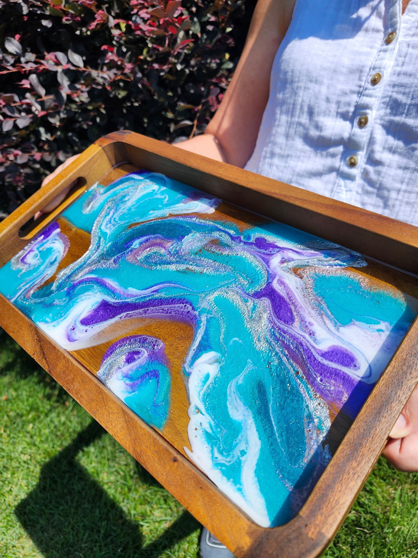 Catch all Tray | Aqua and Purple Swirls