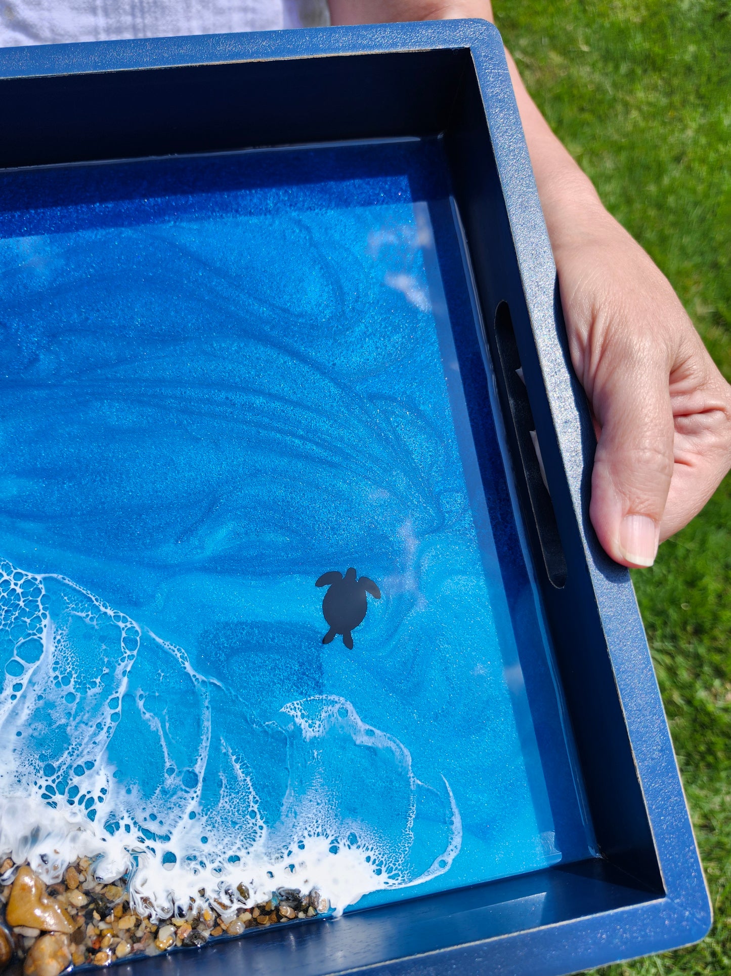 Pacific Blue Pebble Beach Rectangle Serving Tray
