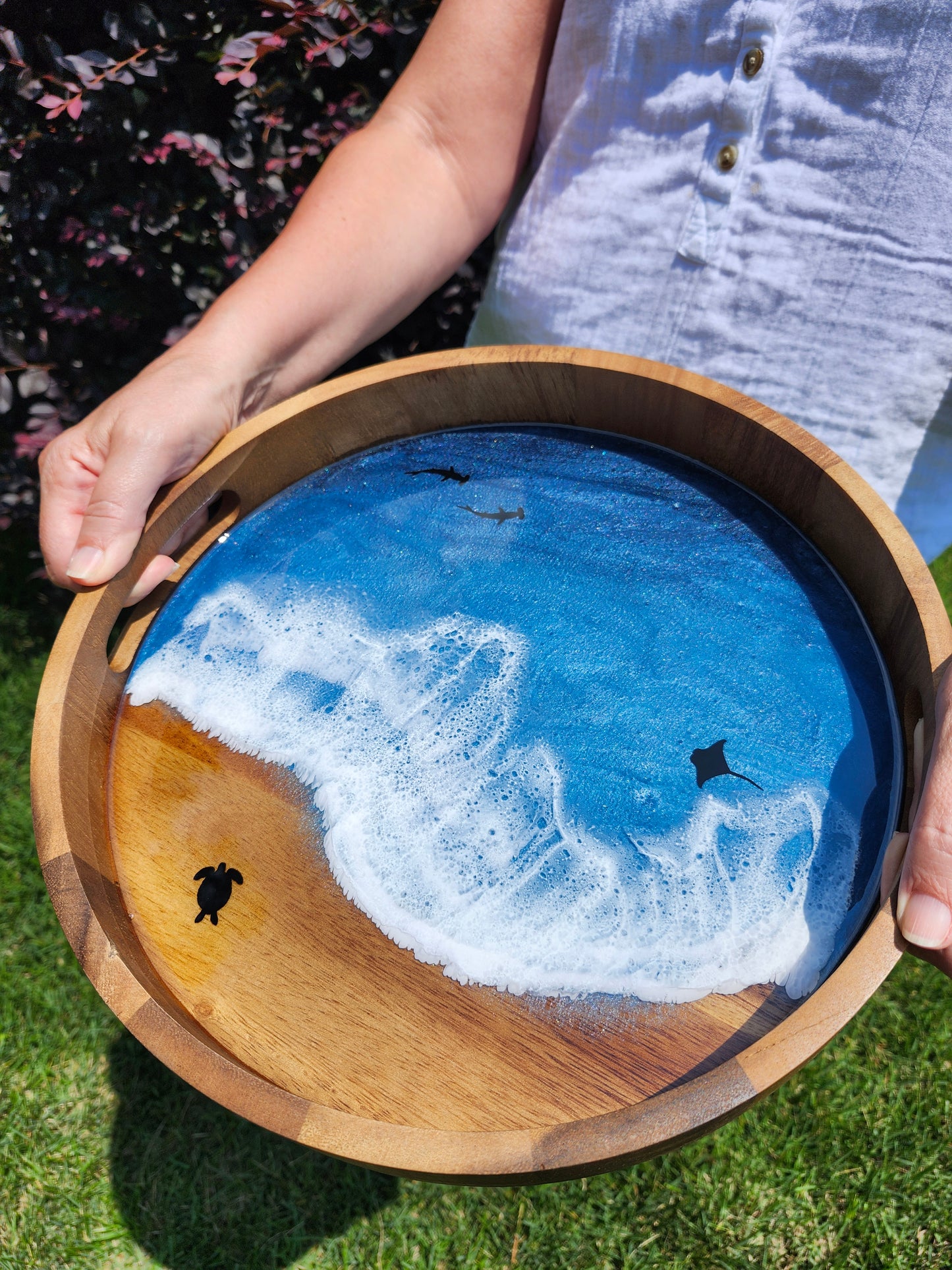 Small Circle Serving Tray| Stormy Ocean