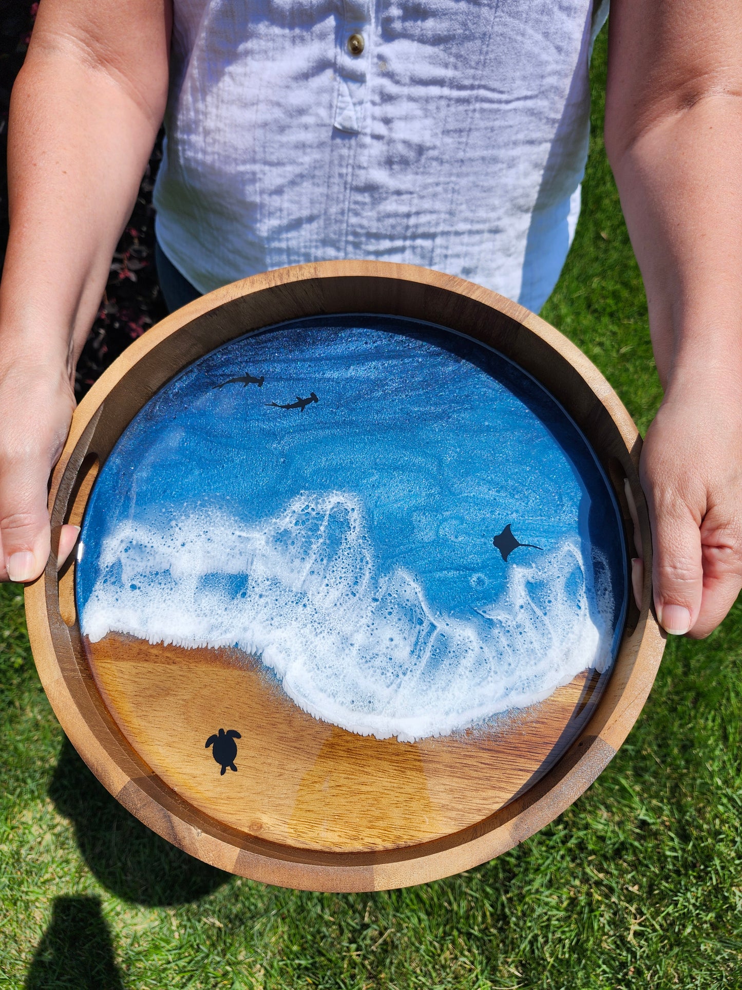 Small Circle Serving Tray| Stormy Ocean
