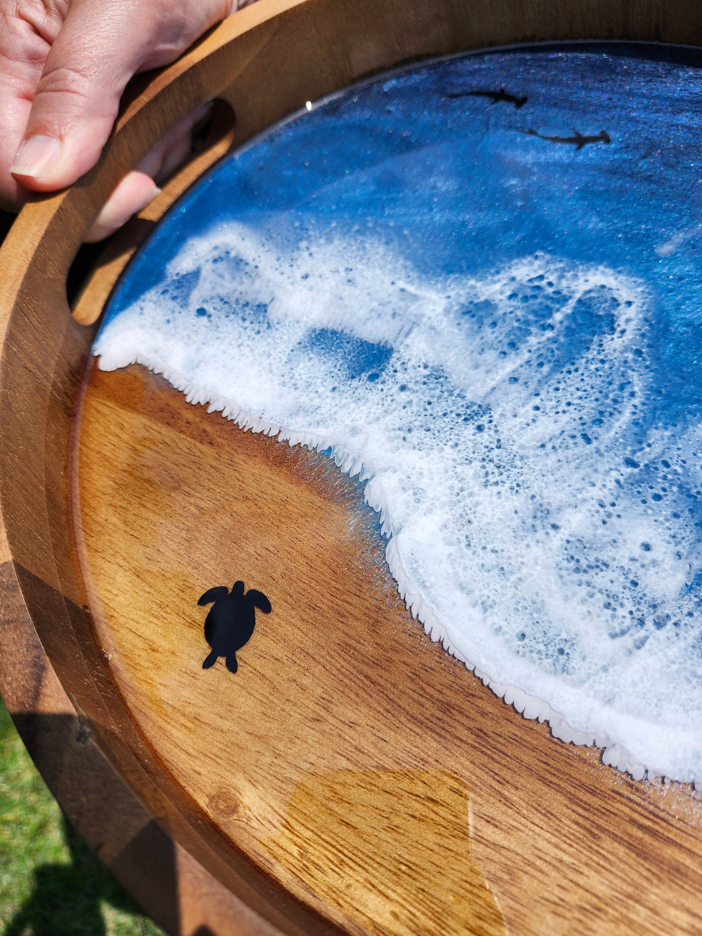 Small Circle Serving Tray| Stormy Ocean