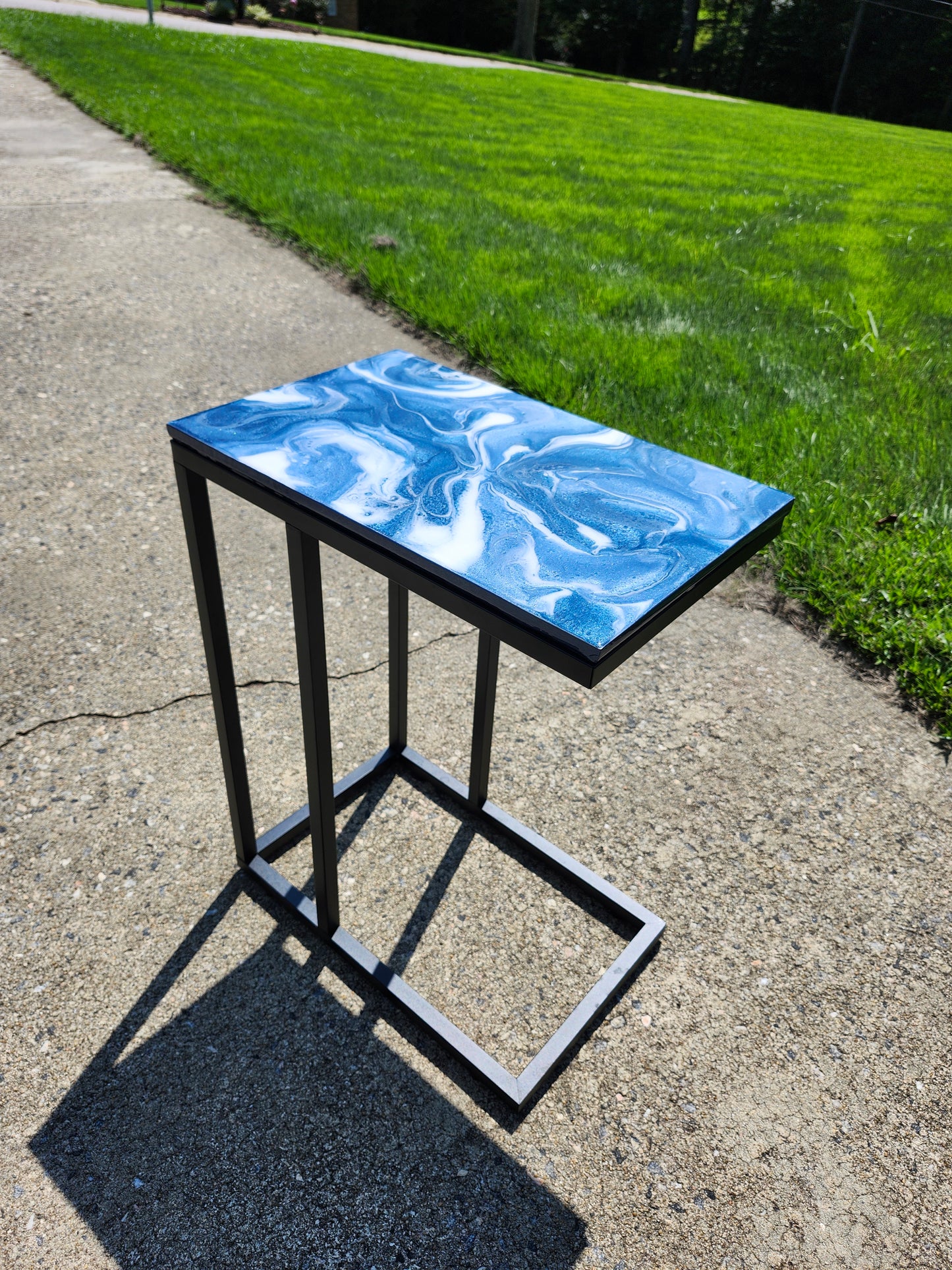 Navy metallic blue, + White Swirl "C" Table(s)