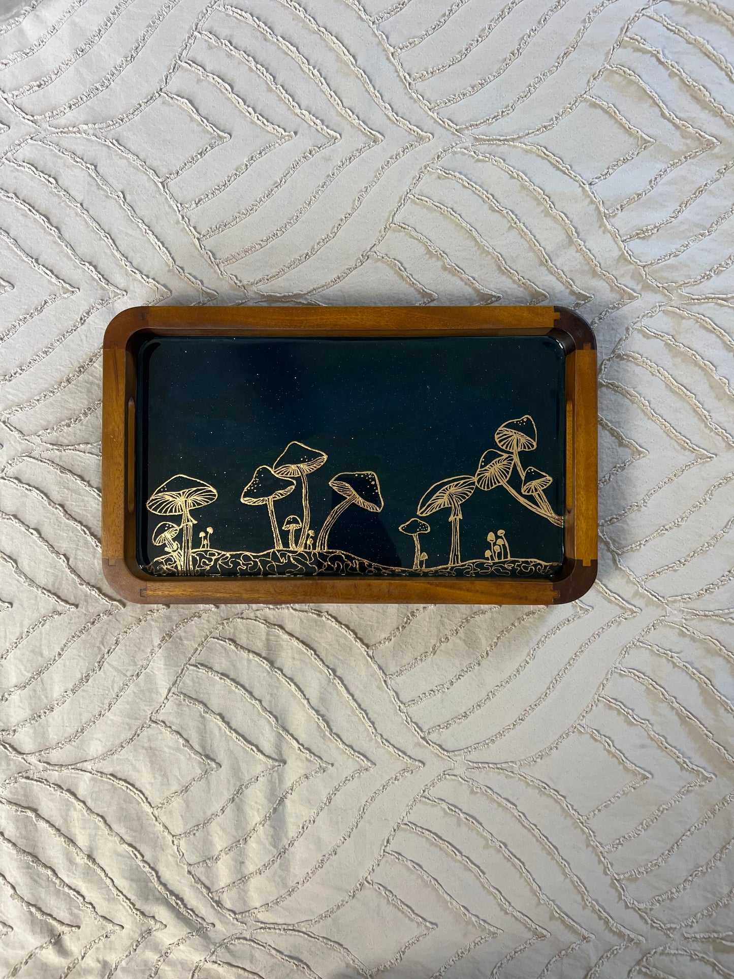 Gilded Gold Mushroom Rectangle Catch All Tray