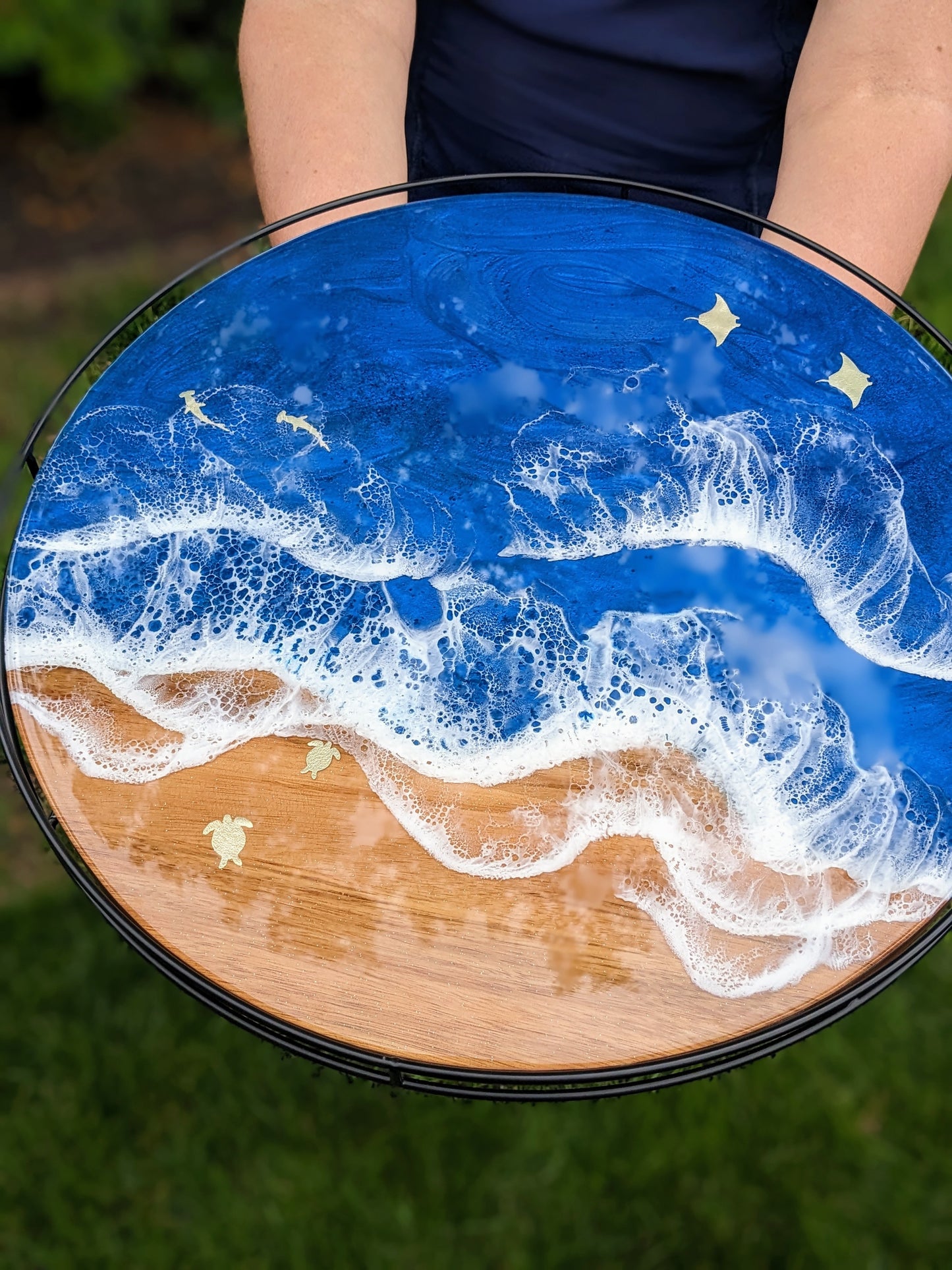 Ocean Lazy Susan with metal rail (large)