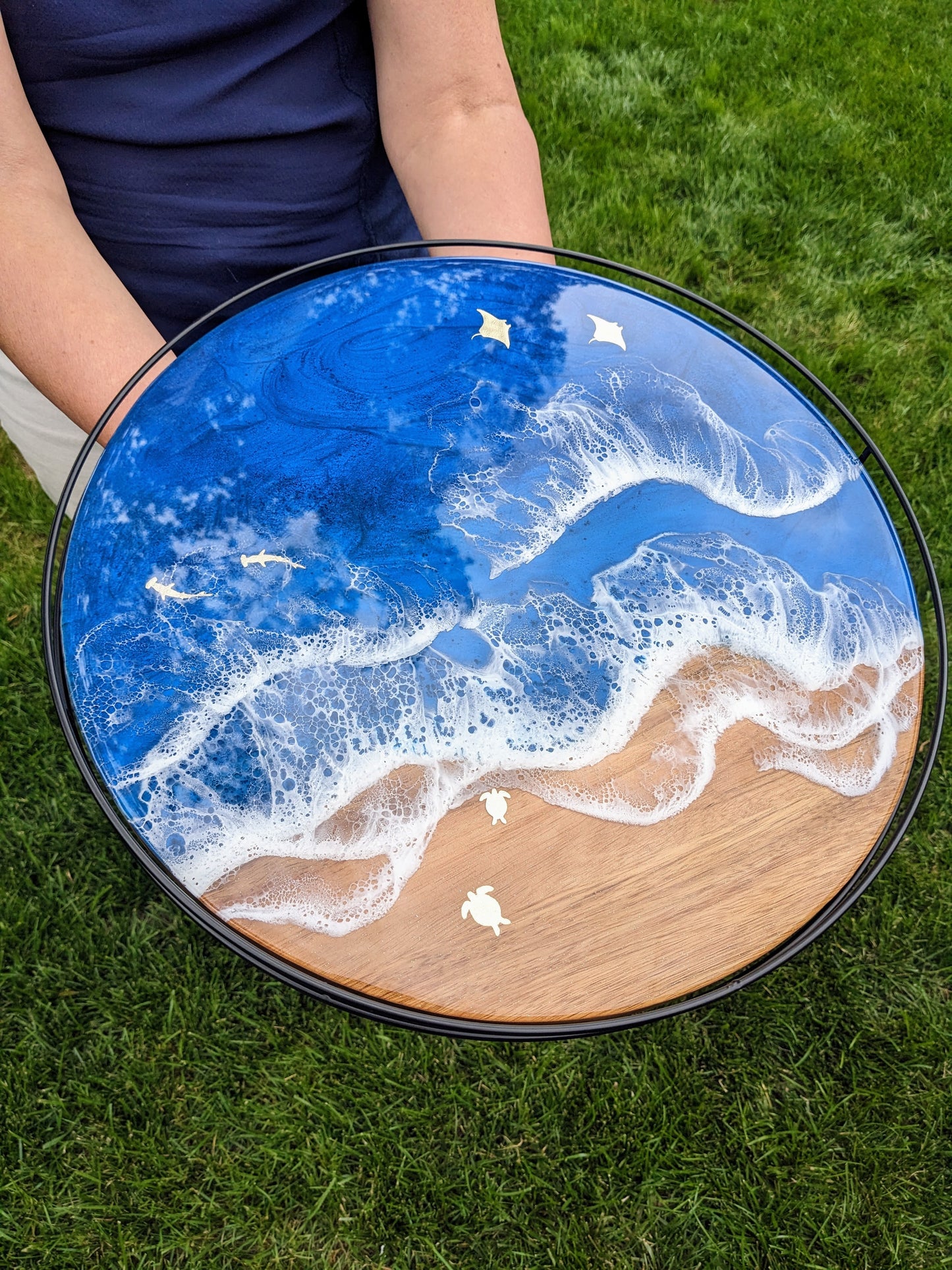 Ocean Lazy Susan with metal rail (large)