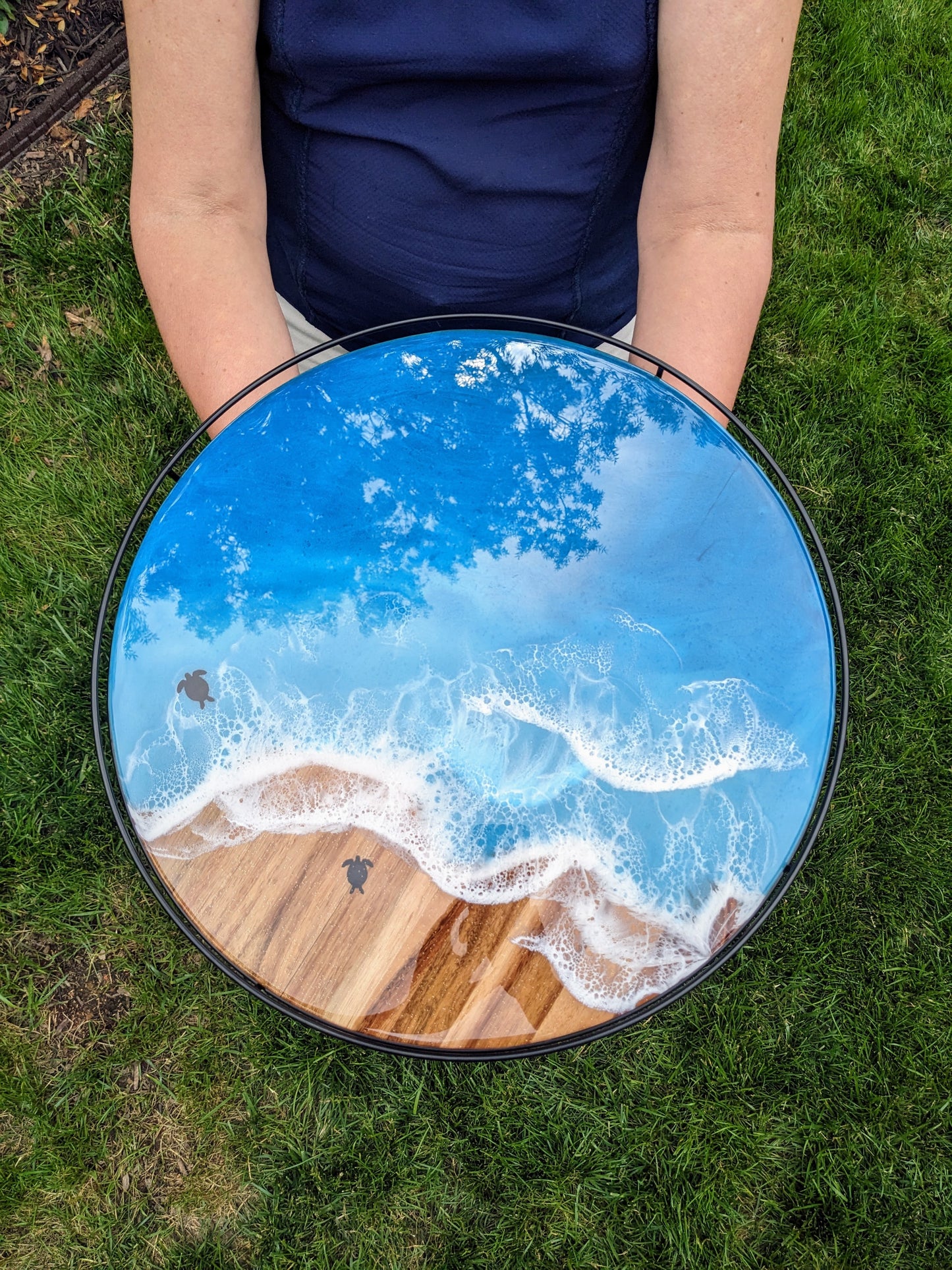 Ocean Lazy Susan with metal rail (large)