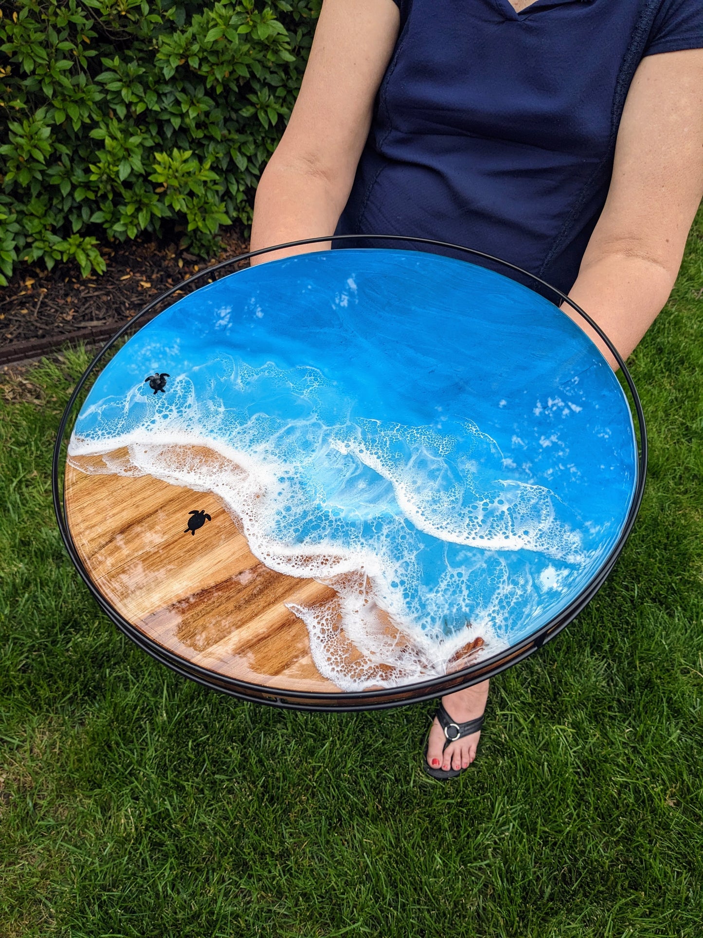 Ocean Lazy Susan with metal rail (large)