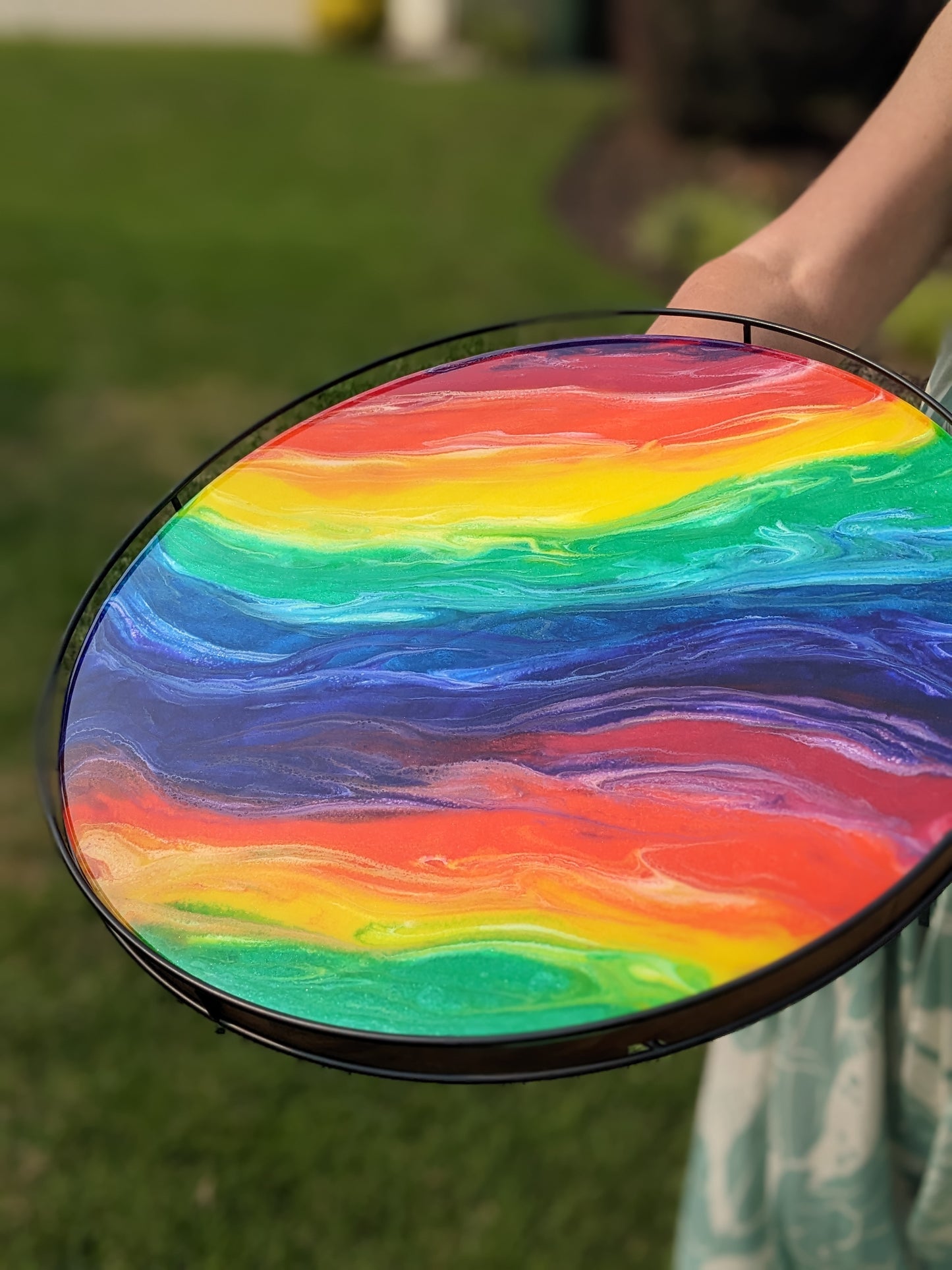 Rainbow Lazy Susan with metal rail (large)