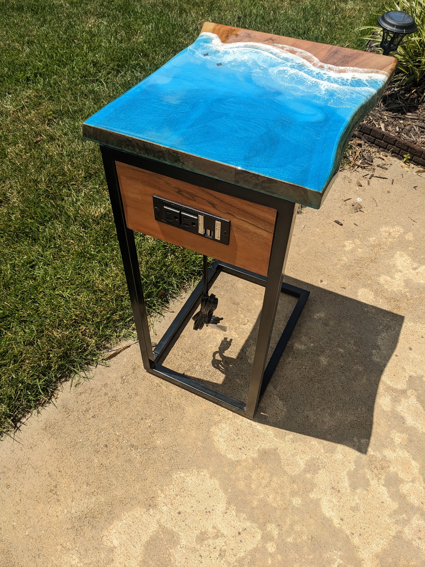 Ocean Side Table with outlets (For Sale at Crabtree Valley Mall)