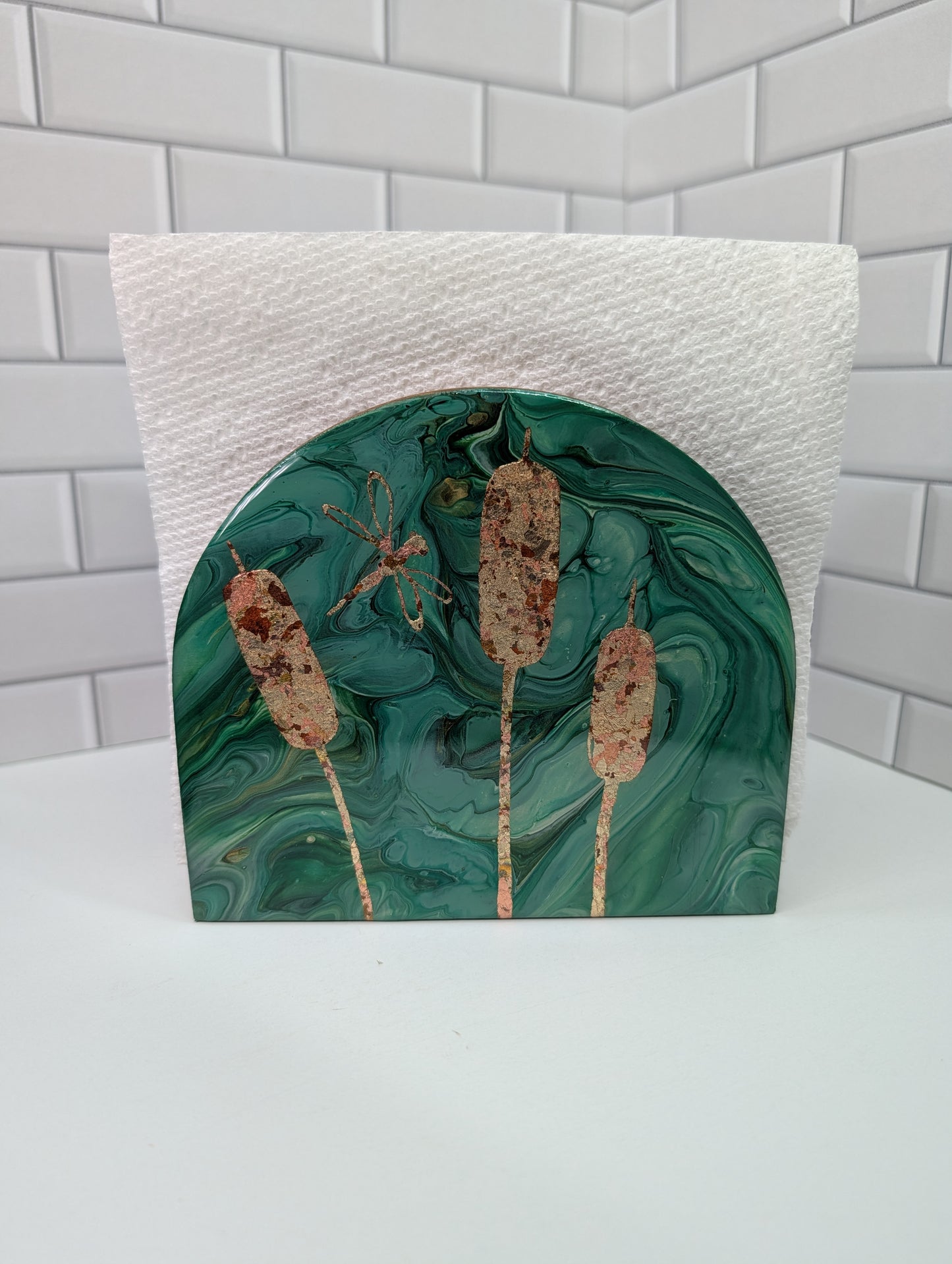Gilded Dragonfly + Cattail Napkin Holder