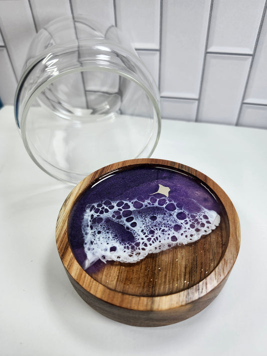 Glass Jar Purple Ocean with stingray