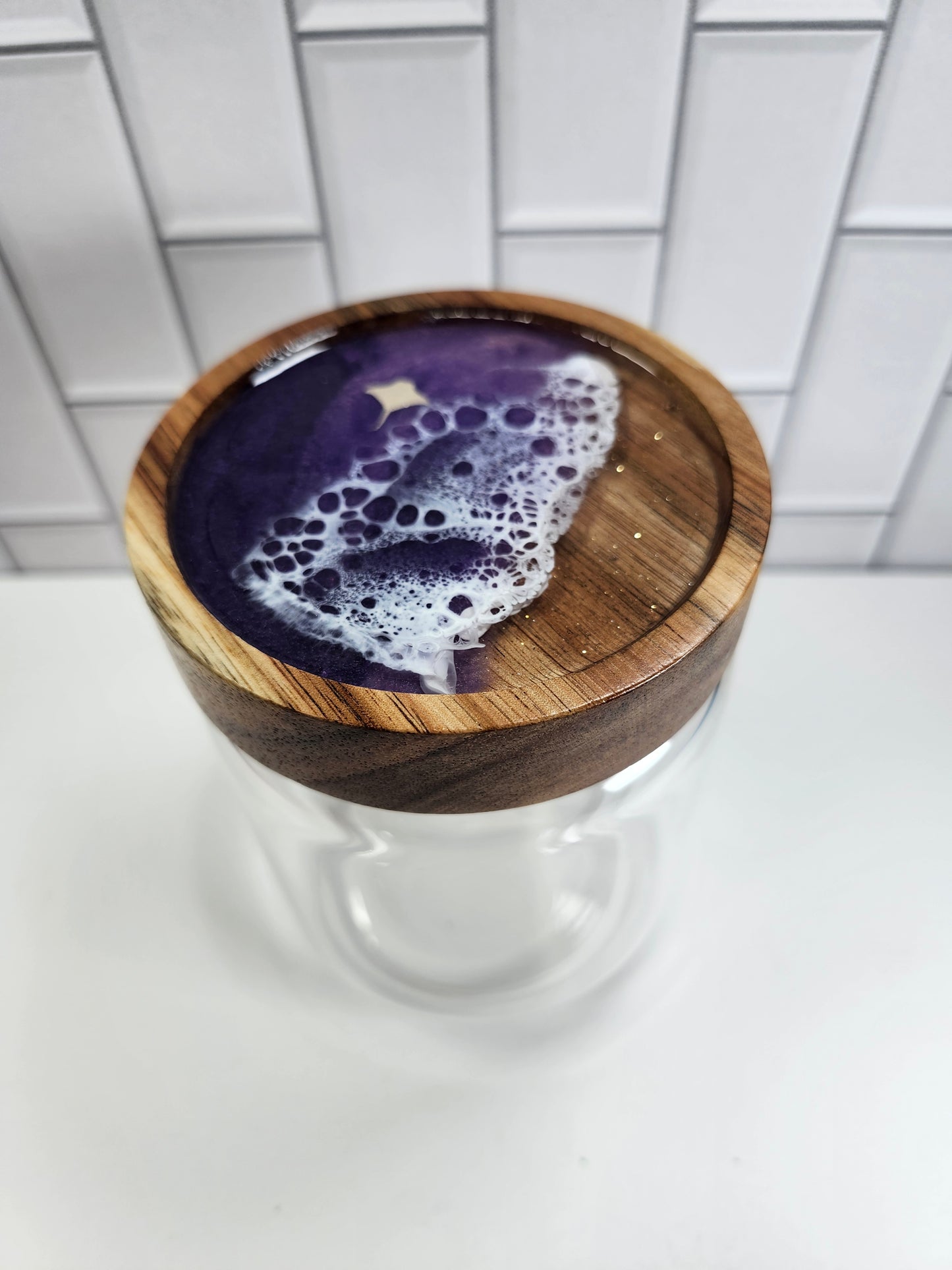 Glass Jar Purple Ocean with stingray