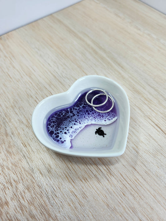 Purple Ceramic Ring Dish with Turtle