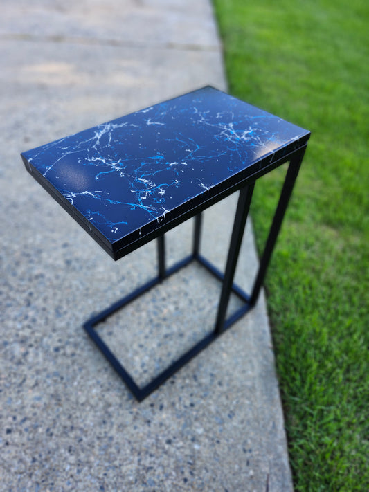 Splattered White and Navy "C" Table