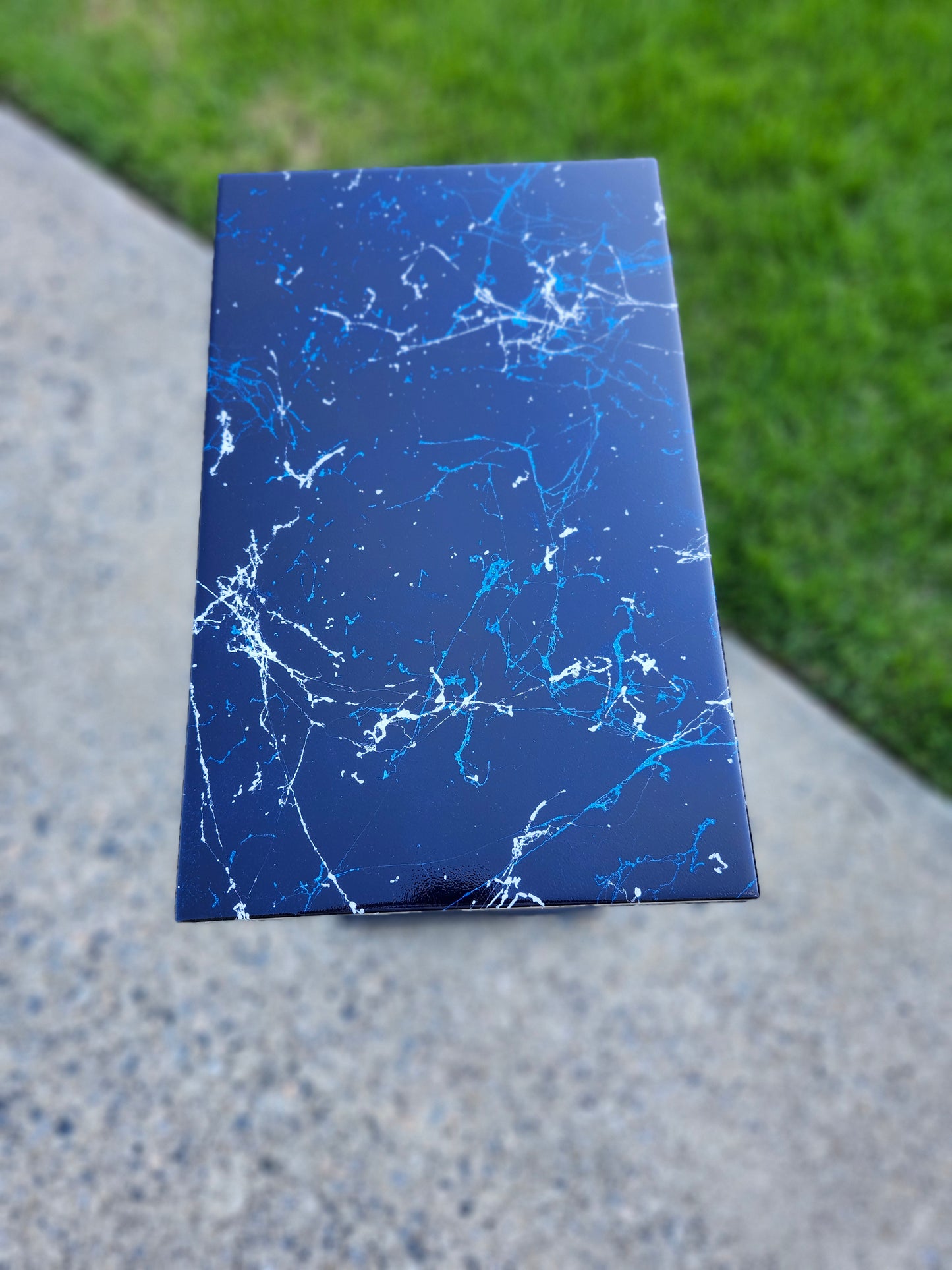 Splattered White and Navy "C" Table