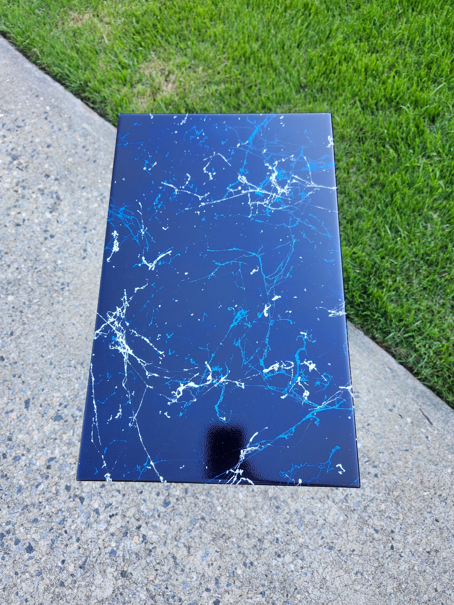 Splattered White and Navy "C" Table