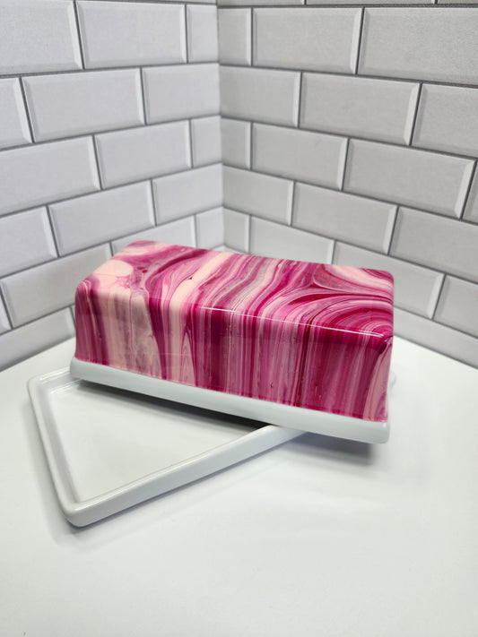 Pink Ceramic Butter Dish | Handcrafted Ceramic | Multipurpose Kitchen Tray | Ideal for Serving Butter, Cheese, Snacks, and Condiments