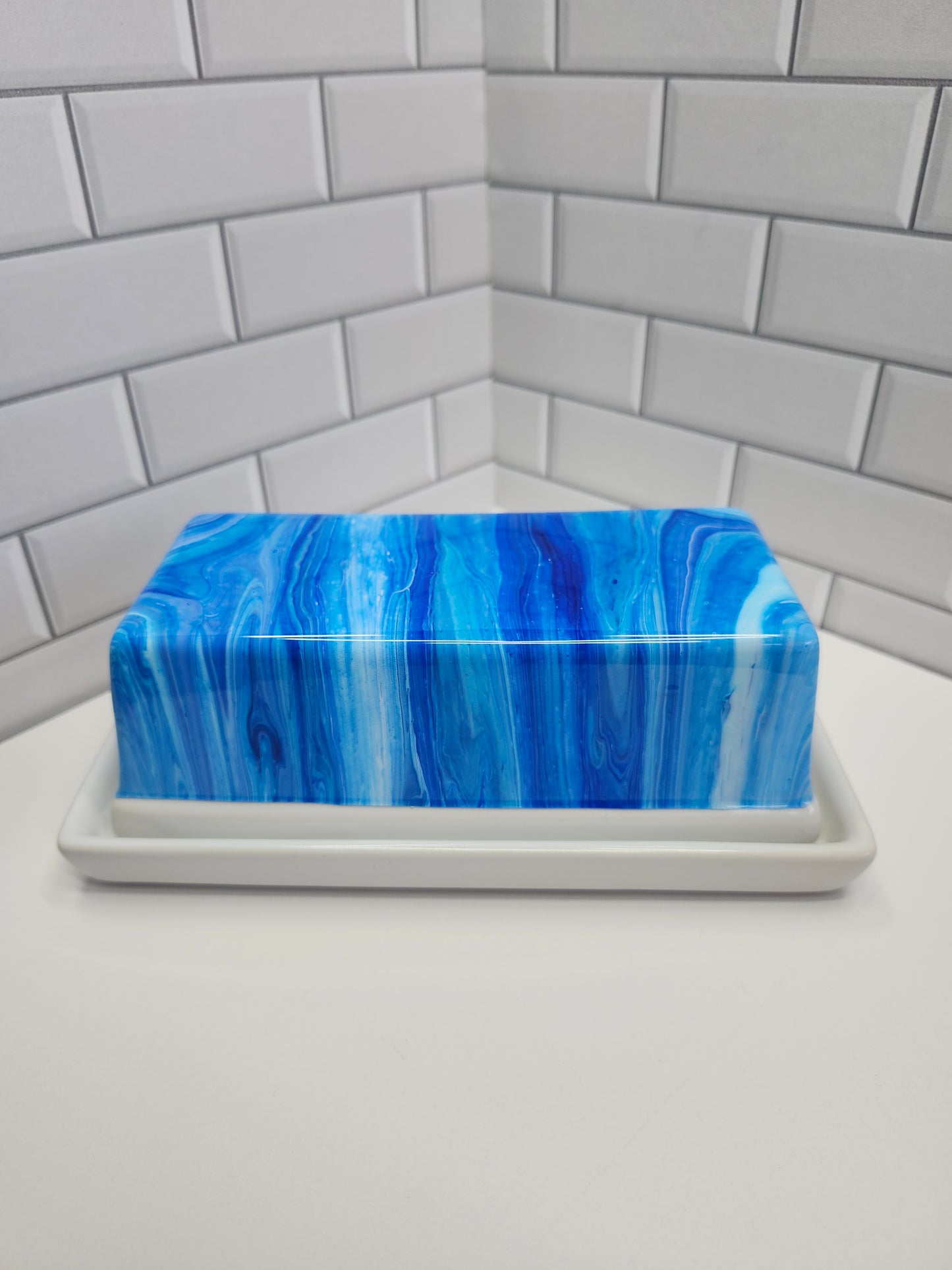 Sky Blue Butter Dish | Handcrafted Ceramic | Multipurpose Kitchen Tray | Ideal for Serving Butter, Cheese, Snacks, and Condiments