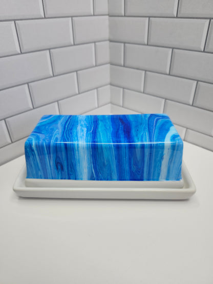 Sky Blue Butter Dish | Handcrafted Ceramic | Multipurpose Kitchen Tray | Ideal for Serving Butter, Cheese, Snacks, and Condiments