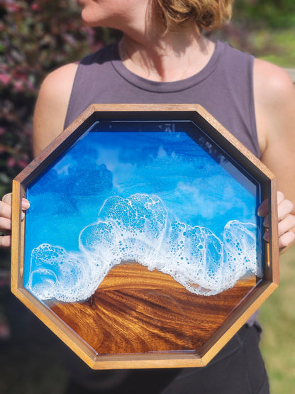 Octagon Serving Tray (Small) | Breakfast in Bed Tray | Caribbean Ocean | Coffee Table Tray | Unique Ocean-Themed