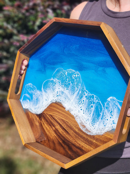 Octagon Serving Tray (Small) | Breakfast in Bed Tray | Caribbean Ocean | Coffee Table Tray | Unique Ocean-Themed