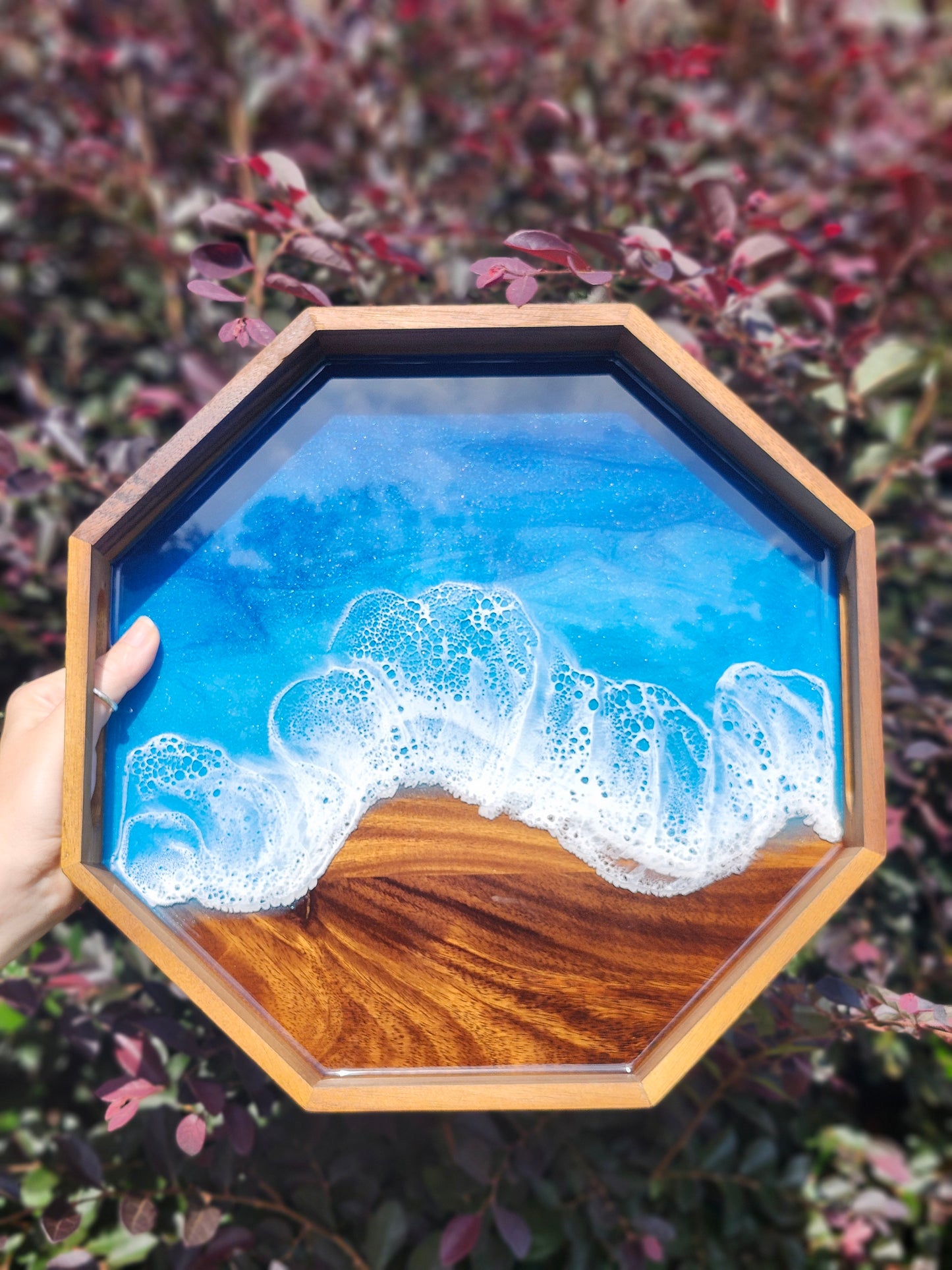 Octagon Serving Tray (Small) | Breakfast in Bed Tray | Caribbean Ocean | Coffee Table Tray | Unique Ocean-Themed