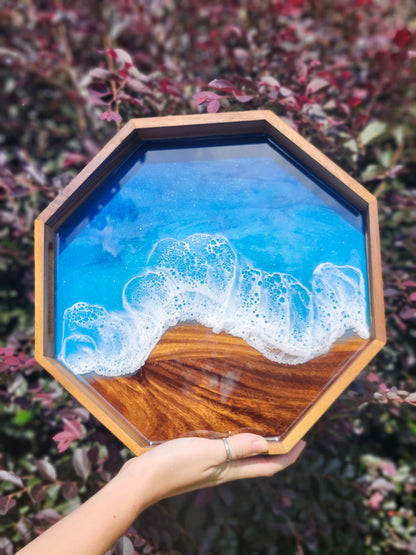 Octagon Serving Tray (Small) | Breakfast in Bed Tray | Caribbean Ocean | Coffee Table Tray | Unique Ocean-Themed