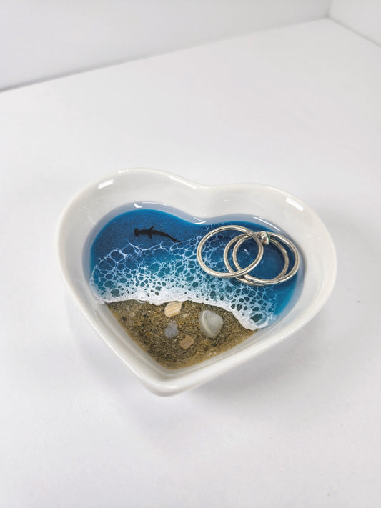 Caribbean Blue Sandy Beach Ceramic Ring Dish