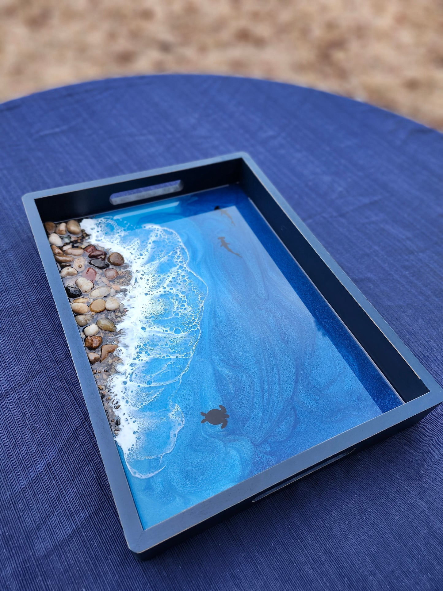 Pacific Blue Pebble Beach Rectangle Serving Tray