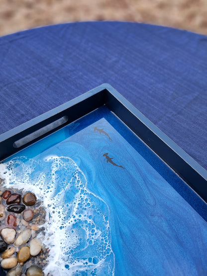 Pacific Blue Pebble Beach Rectangle Serving Tray