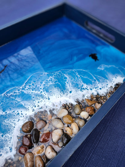 Pacific Blue Pebble Beach Rectangle Serving Tray