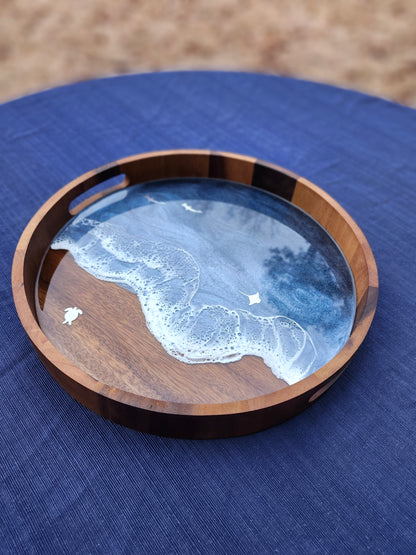 Circle Stormy Ocean Serving Tray (Medium)