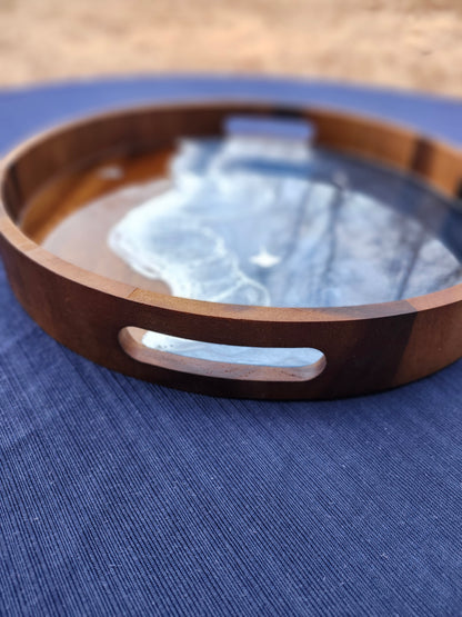 Circle Stormy Ocean Serving Tray (Medium)