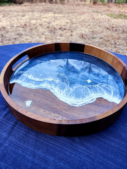 Circle Stormy Ocean Serving Tray (Medium)