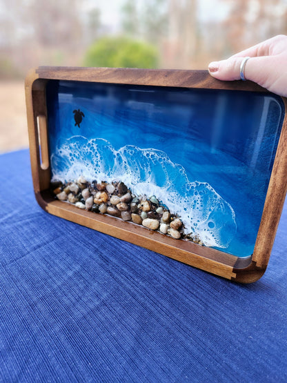 Pacific Blue Pebble Beach Rectangle Catch all Tray