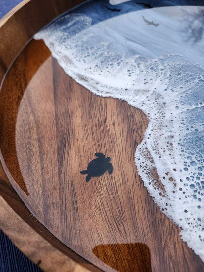 Circle Stormy Ocean Serving Tray (Large)