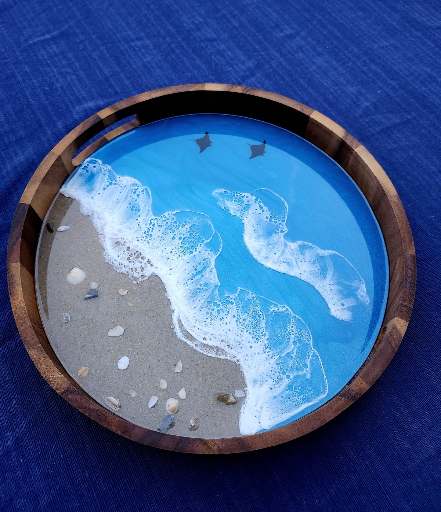 Circle Sandy Beach Pacific Blue Serving Tray (Medium)