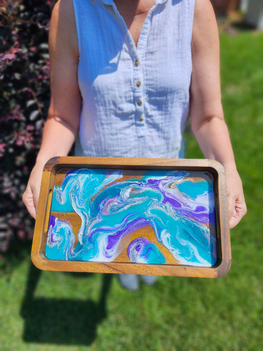 Catch all Tray | Aqua and Purple Swirls