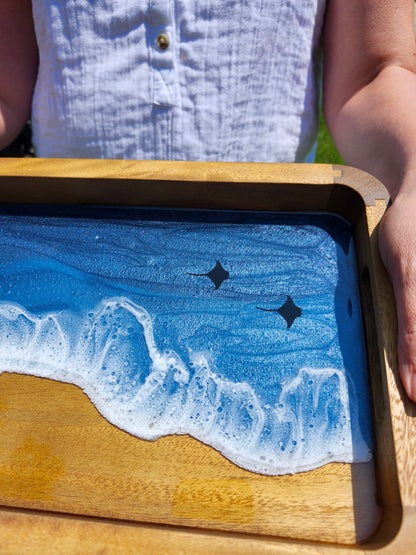 Catch all Tray | Stormy Ocean with sea turtle and stingrays