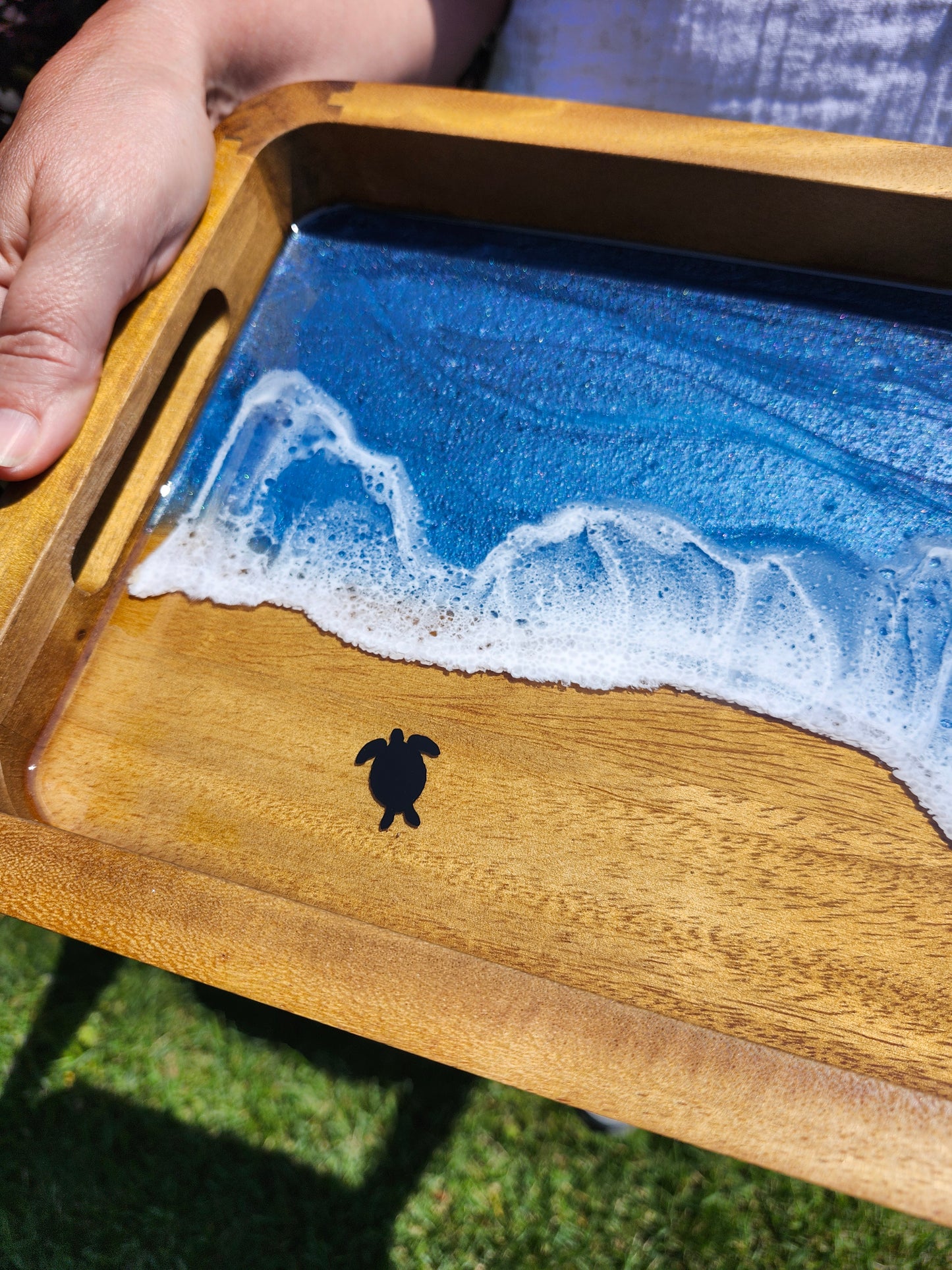 Catch all Tray | Stormy Ocean with sea turtle and stingrays