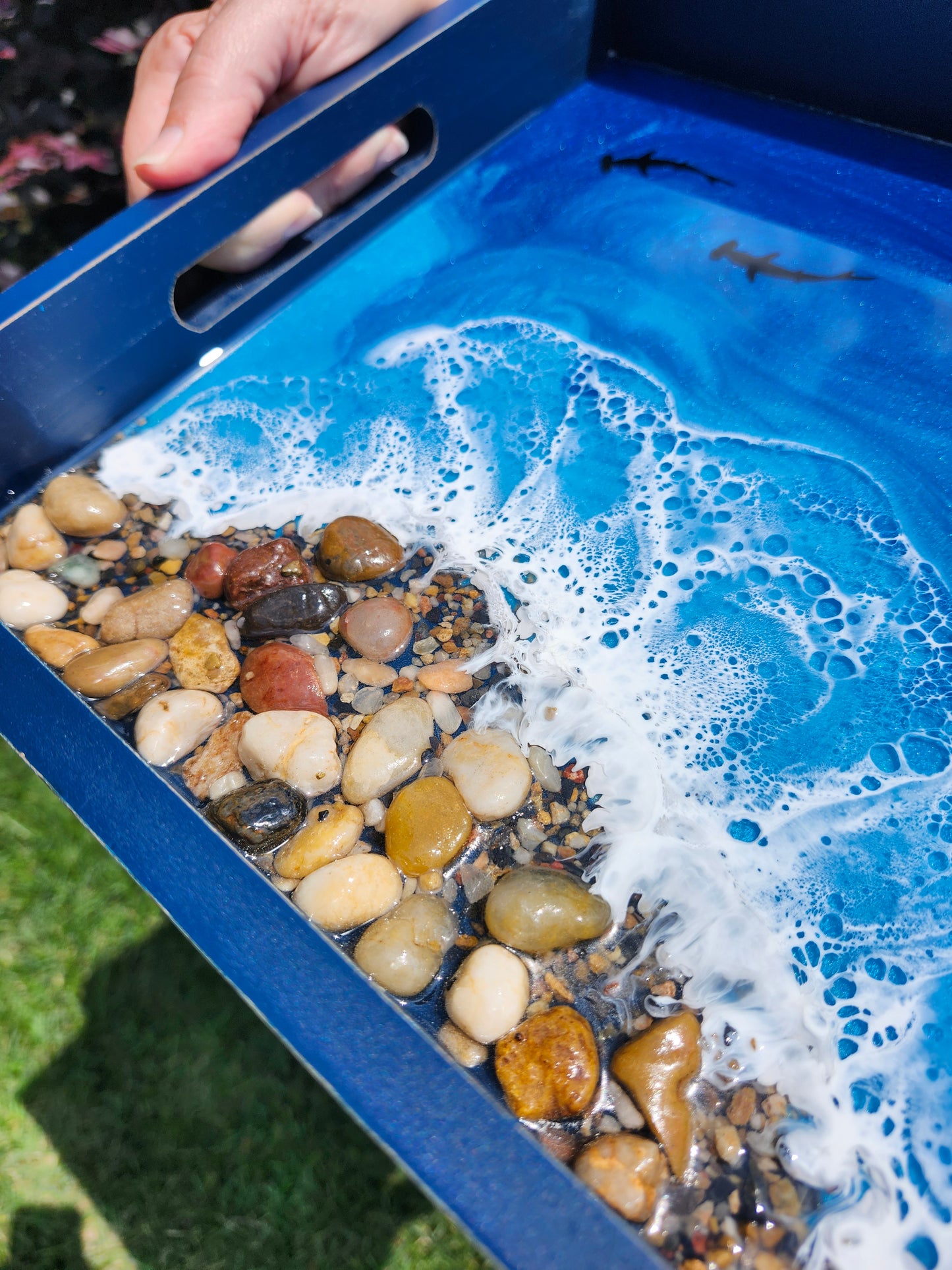 Pacific Blue Pebble Beach Rectangle Serving Tray