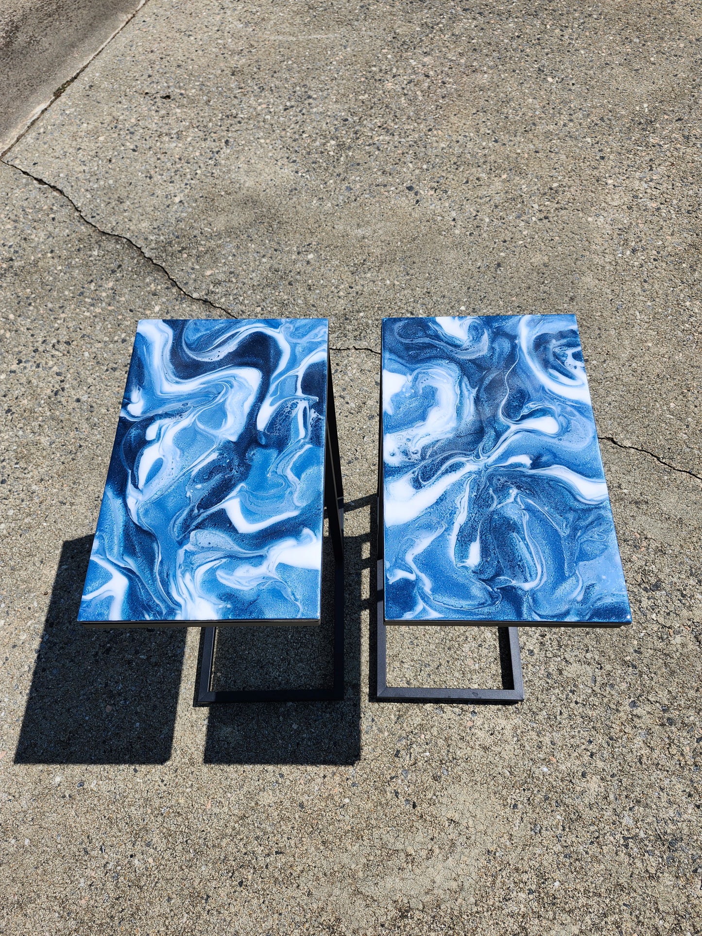 Navy metallic blue, + White Swirl "C" Table(s)