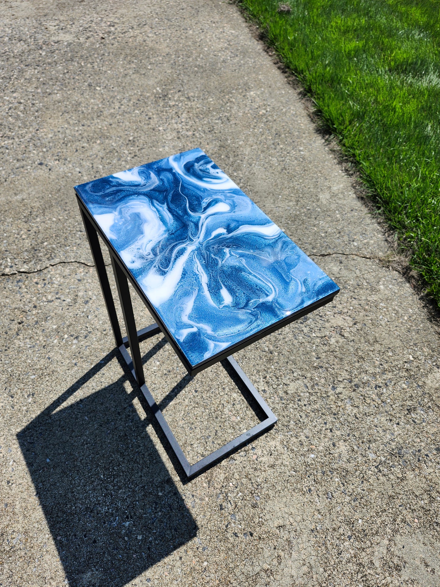 Navy metallic blue, + White Swirl "C" Table(s)