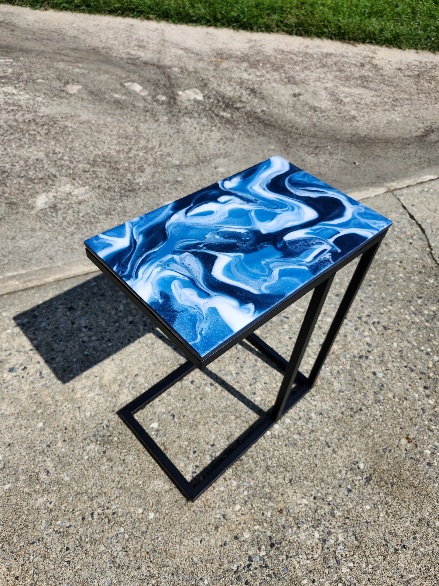 Navy metallic blue, + White Swirl "C" Table(s)