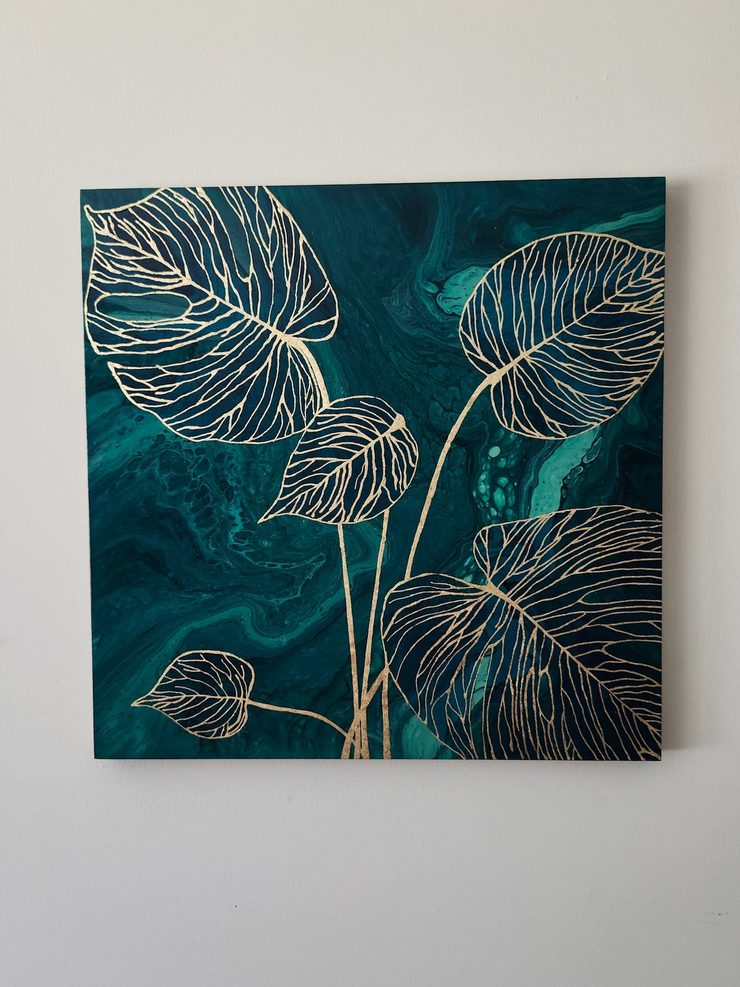 Gilded Monstera Original Painting